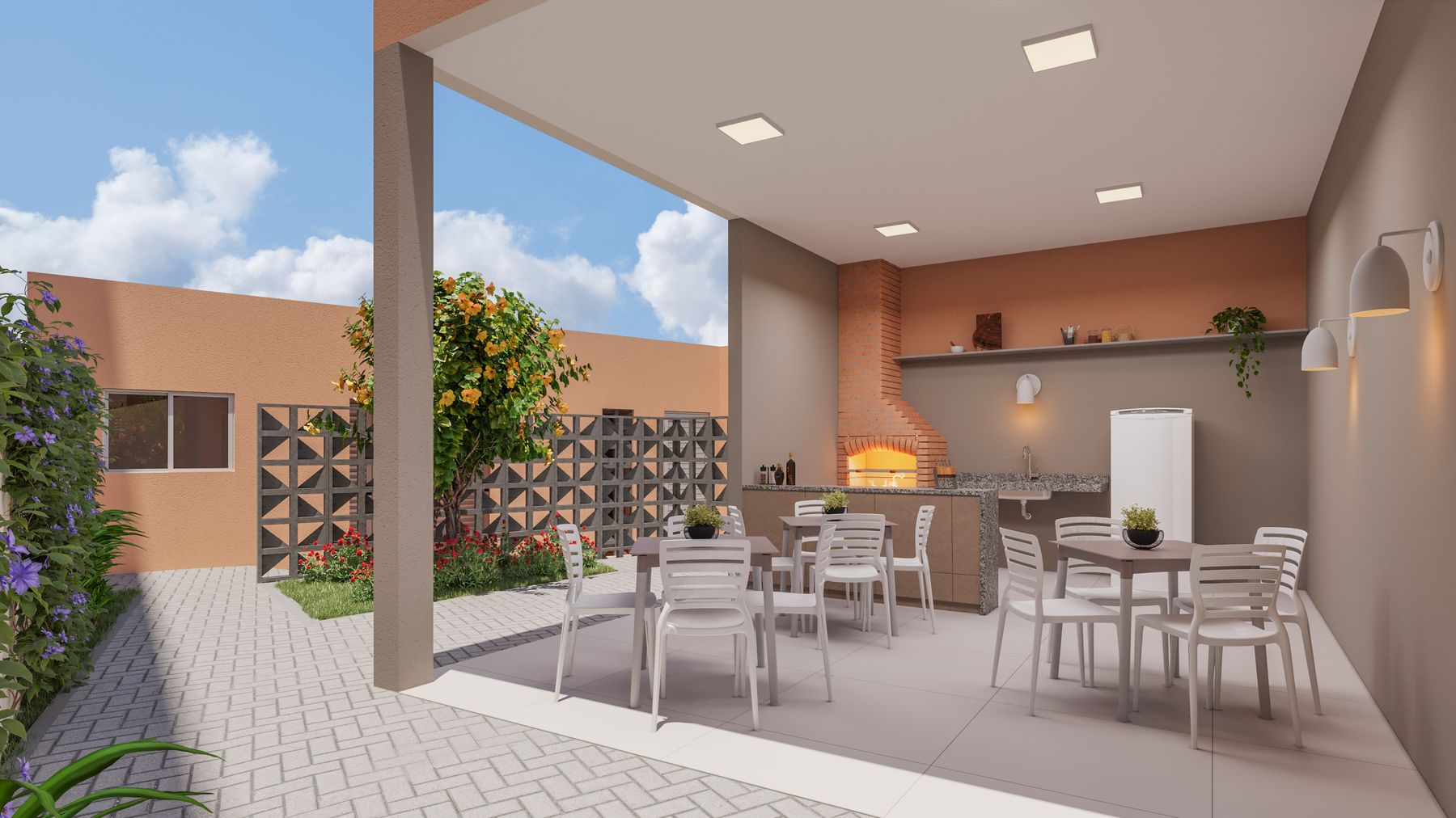 Imagem 3D de empreendimento MCMV pela Icônico Studio