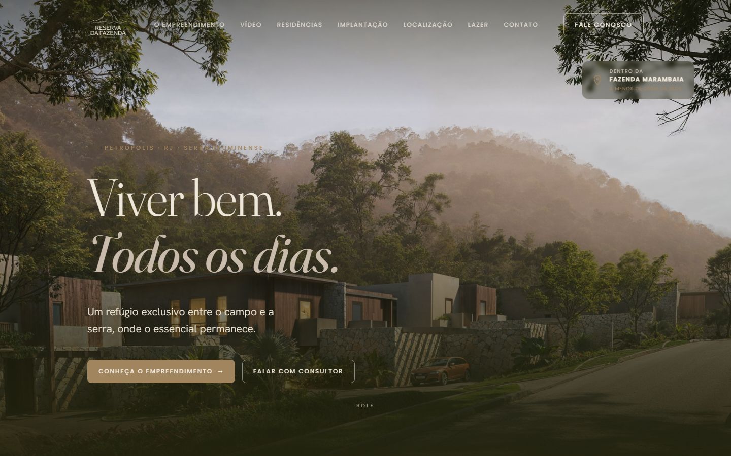 Site do Reserva da Fazenda no computador